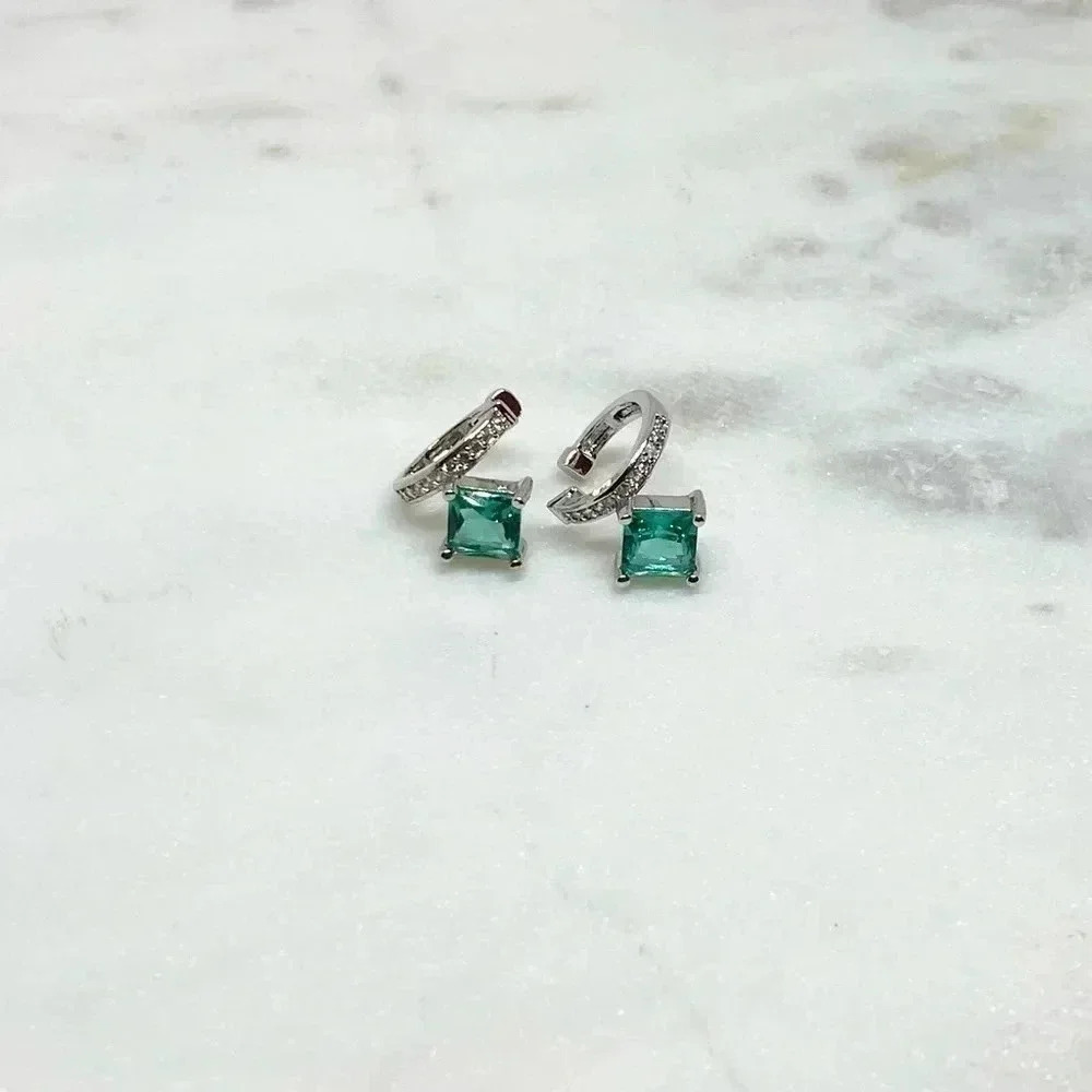 Elegant Silver and Green Gemstone Ear Cuffs